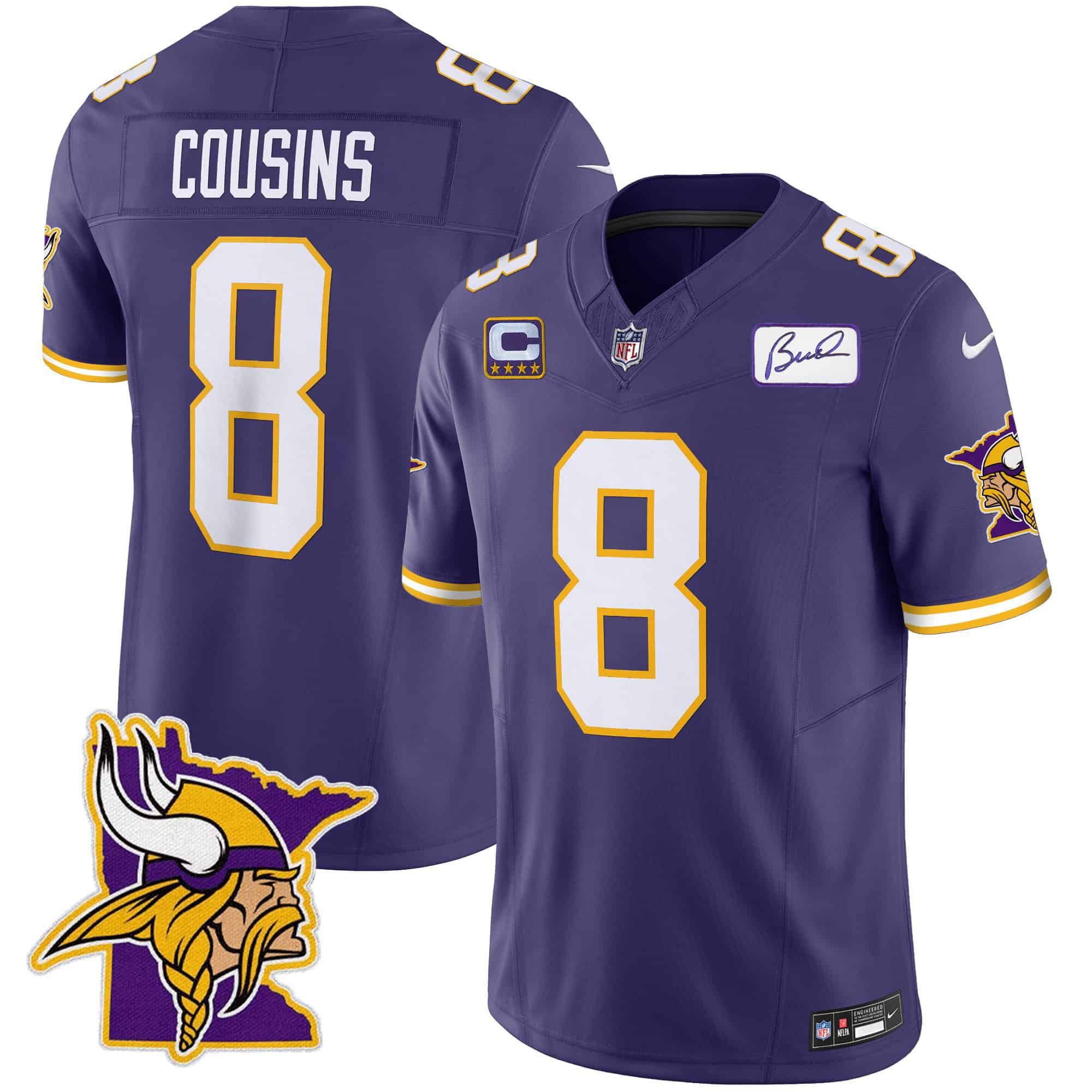 Men Minnesota Vikings #8 Cousins Purple 2024 Nike Patch Classic Limited NFL Jersey style 1->indianapolis colts->NFL Jersey
